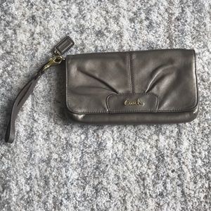 Leather Coach Clutch with gold hardware